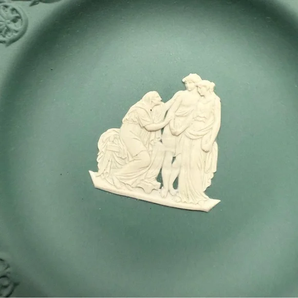 Vintage Wedgwood England Teal Spruce Green Jasperware Patrician Trinket Dish - Picture 3 of 7